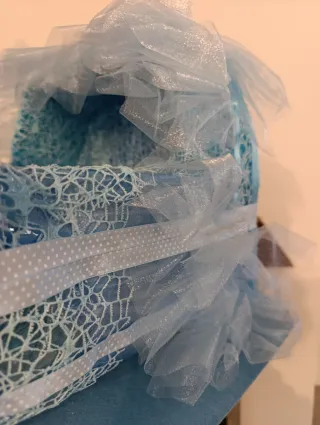 Cesto portabomboniere nascita azzurro