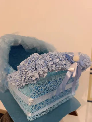 Cesto portabomboniere nascita azzurro