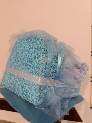 Cesto portabomboniere nascita azzurro