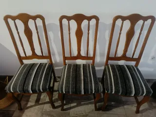 3 Sillas de Comedor Madera y Tela