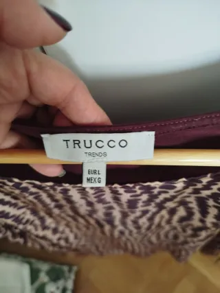 Blusa Trucco Estampada Burdeos y Beige