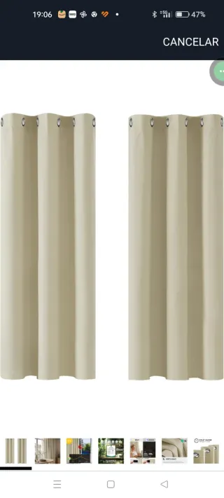 Juego 2 Cortinas Beige Poliéster