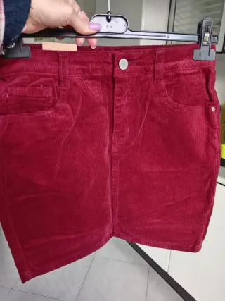 Gonna in velluto bordeaux