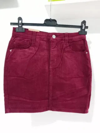 Gonna in velluto bordeaux