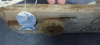 Letrero Ongi Etorri con Madera Flotante y pececito