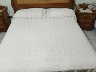 Copriletto Matrimoniale Bianco uncinetto