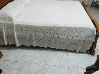 Copriletto Matrimoniale Bianco uncinetto