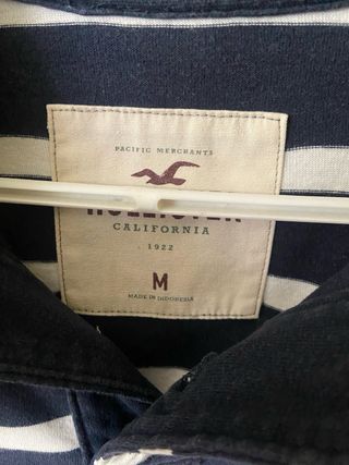 Polo Hollister Talla M Rayas Azul Marino y Blanco