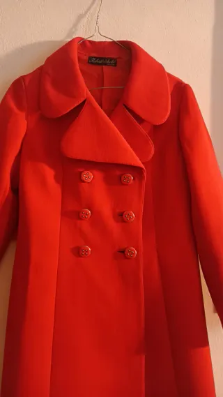 Cappotto rosso vintage lungo taglia S