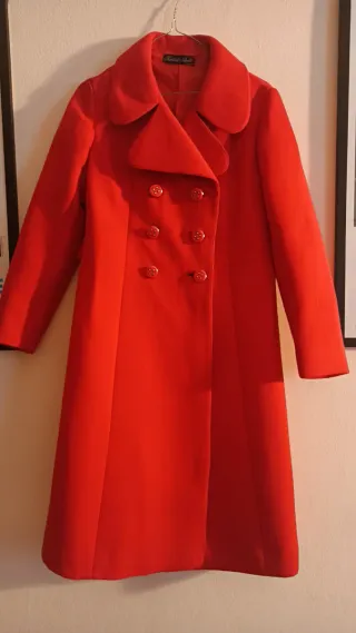 Cappotto rosso vintage lungo taglia S