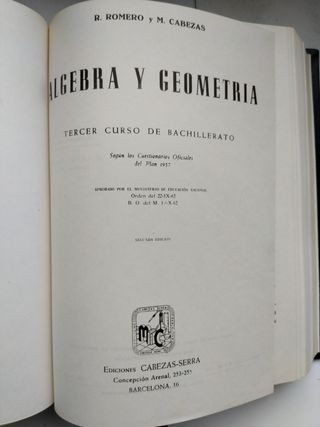 Matemáticas Bachillerato (1957-58)