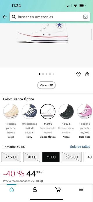 Converse All Star Blancas Chuck Jaylor Talla 39