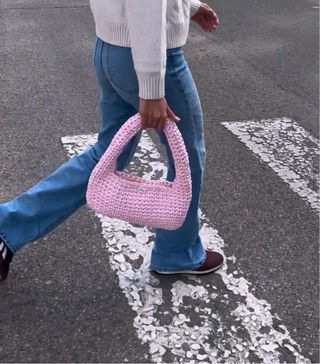 Bolso rosa tejido