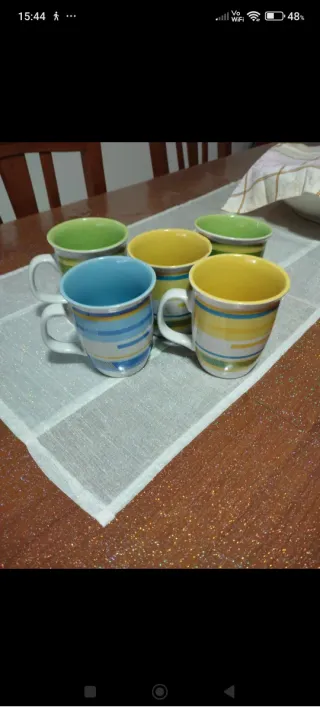 Set 5 Tazze Mug Ceramica Colorate