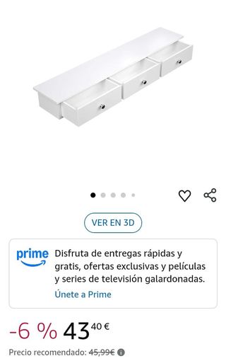 Scaffale a Parete SONGMICS Bianco, 3 Cassetti