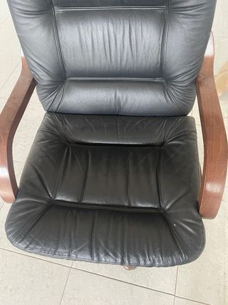 Silla de despacho piel y madera