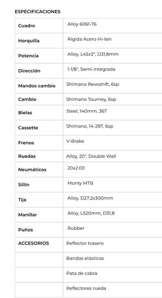 Bicicleta Monty KX5 20 Azul