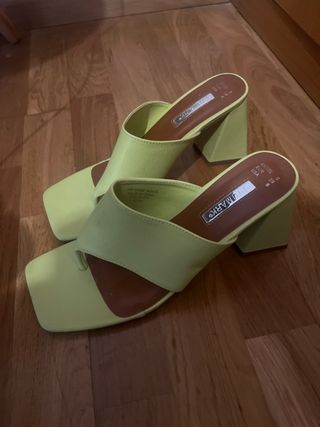 Zapatos tacón Primark verdelima talla39,solo 2usos