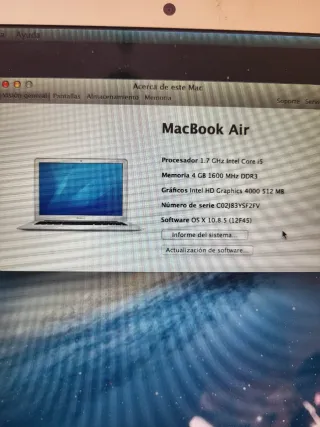 MacBook Air 2012. Necesario cambio de bateria