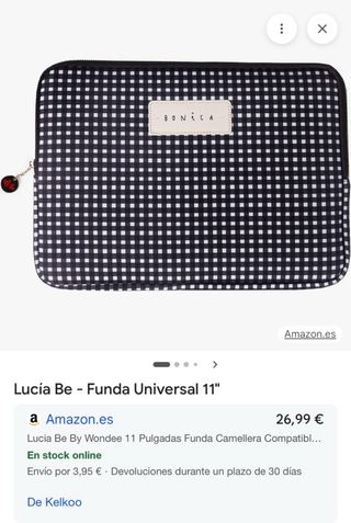 Funda portátil Bonica 14” cuadros blanco y negro