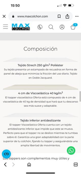 Topper Viscoelástico MAX COLCHON 160x200