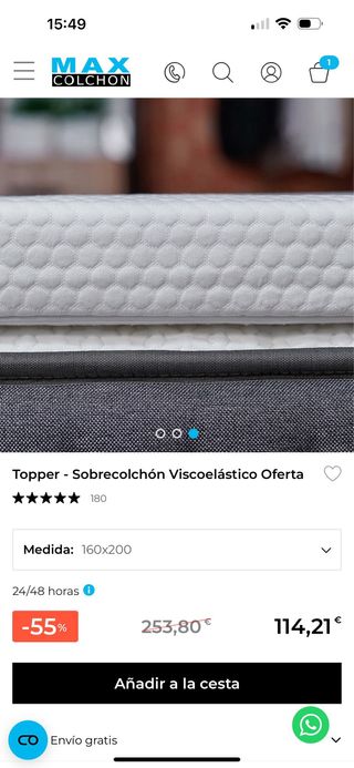 Topper Viscoelástico MAX COLCHON 160x200