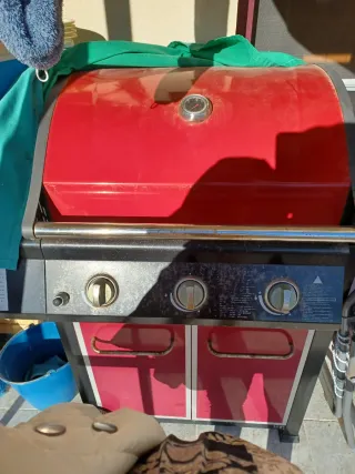 Barbecue a gas rosso e nero