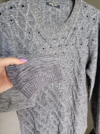 Maglione oversize traforato grigio