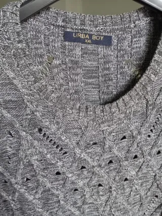 Maglione oversize traforato grigio