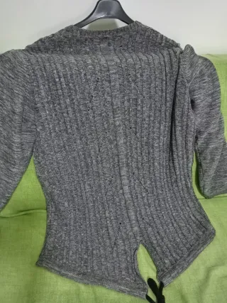 Maglione oversize traforato grigio