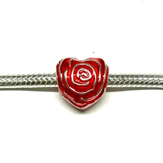 Charm Corazón Rosa Rojo Plata