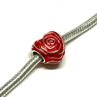 Charm Corazón Rosa Rojo Plata