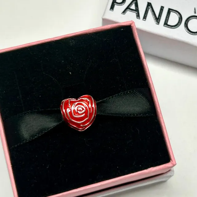 Charm Corazón Rosa Rojo Plata