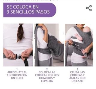 Mochila/fularportabebés ergonómico gris como nuevo