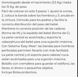 Mochila/fularportabebés ergonómico gris como nuevo