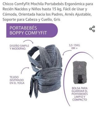 Mochila/fularportabebés ergonómico gris como nuevo