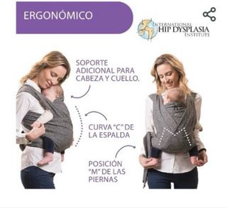 Mochila/fularportabebés ergonómico gris como nuevo