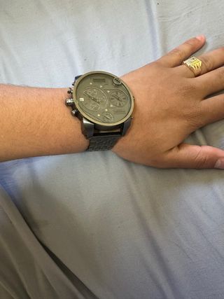 Reloj Diesel Hombre Grande Dorado Gris!! original