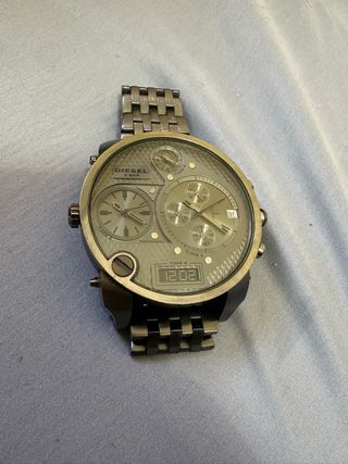 Reloj Diesel Hombre Grande Dorado Gris!! original