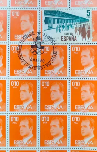 Pliego sellos Juan Carlos 0,10 pts.