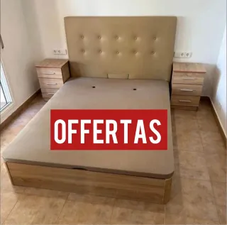 Canapé abatible beige y marrón