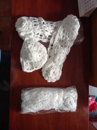 Juego Bufanda y Gorro Lana Blanco Nuevos