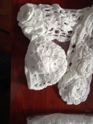 Juego Bufanda y Gorro Lana Blanco Nuevos