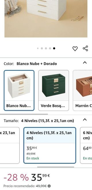 Caja de Joyas SONGMICS 4 Niveles Blanca