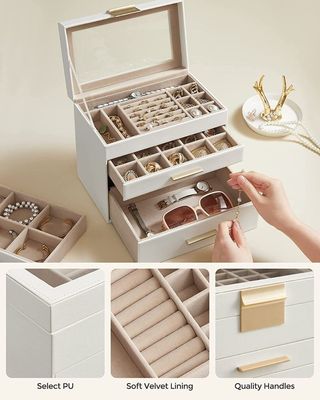 Caja de Joyas SONGMICS 4 Niveles Blanca