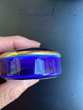 Portagioie blu con iniziali dorate