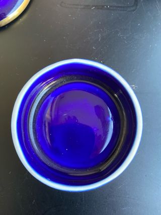 Portagioie blu con iniziali dorate