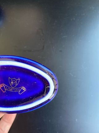 Portagioie blu con iniziali dorate