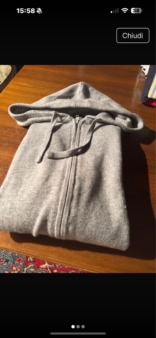 Felpa uomo cappuccio lana grigia