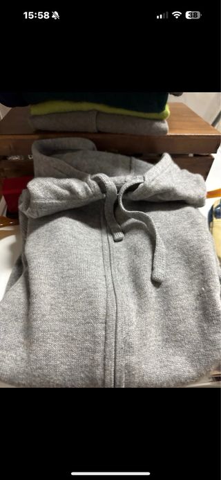 Felpa uomo cappuccio lana grigia